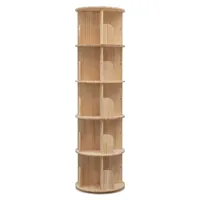 Floor Stand Revolving Multilayer 3 Tiers Solid Wood Bookshelf Kids Living Room Circular Portable Free Rotating Book Storage Rack