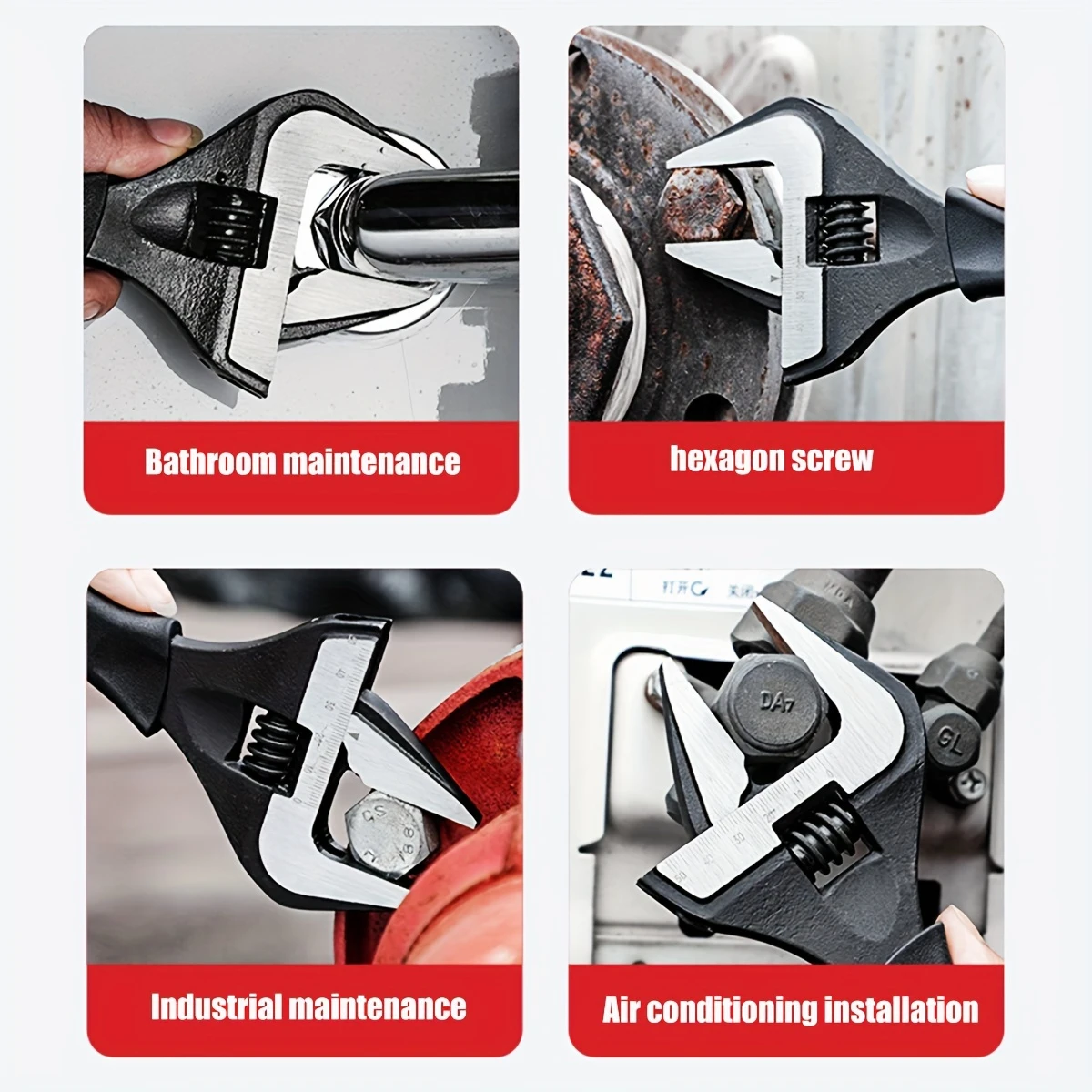 Wide Mouth Adjustable Wrench Set, 6-Inch & 12-Inch Wrenches, Plumbing Wrench with Soft Grip,Metric, Cr-V Steel