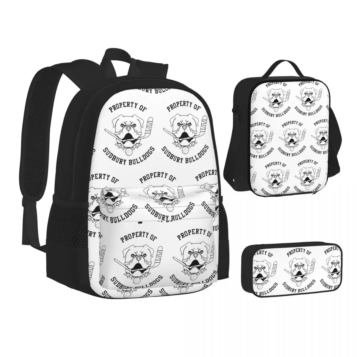Property Of Sudbury Bulldogs Backpacks Boys Girls Bookbag School Bags Kids Rucksack Lunch Bag Pen Bag Three-Piece Set