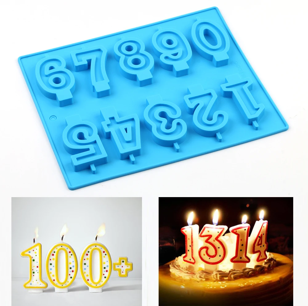 

Silicone Cake Mold 3D Number Shape Mold Candle Mold 6 Cells Food Grade Silicone Baking Mold for jelly chocolate cake