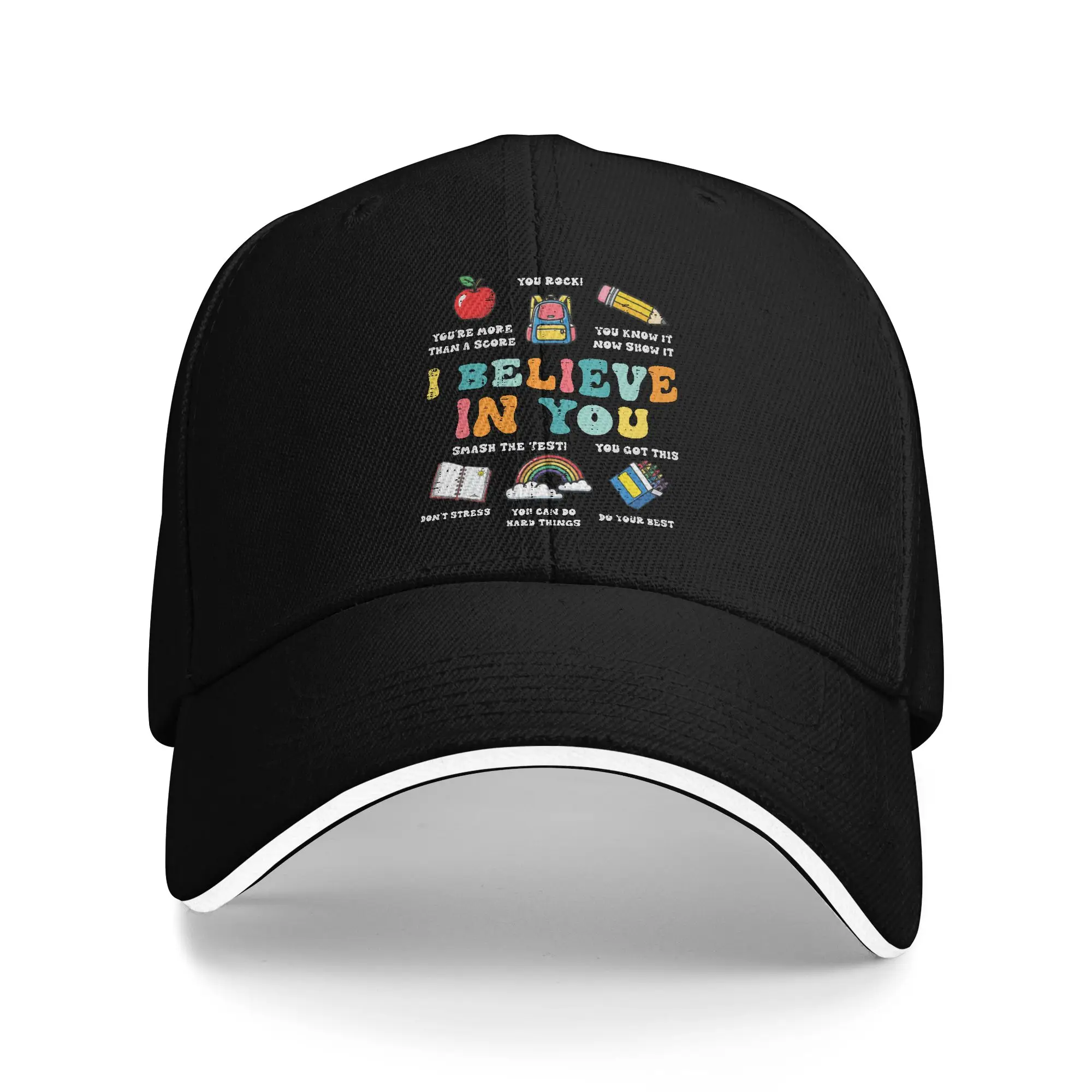Testing Day I Believe in You State Test Teacher  Sun Baseball Cap  Summer Streetwear Hip Hop Hats For Men Women Snapback Cap