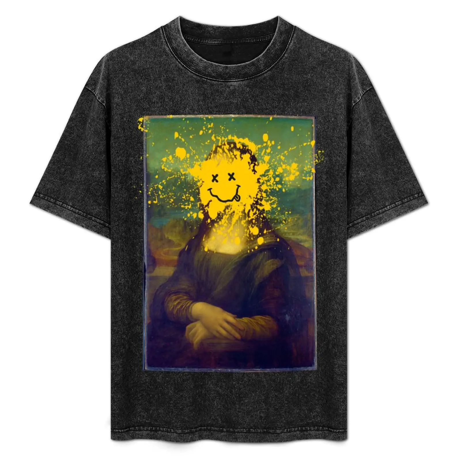 

Mona Lisa Funny splat and smiley T-Shirt Big Size Simple T-Shirt