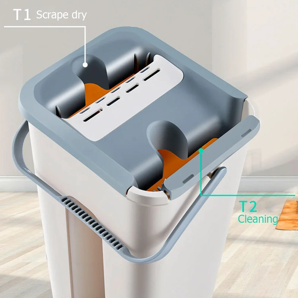 Cleaning Mop Flat Mop Microfibre with Telescopic Rod and Barrel Rotatable  for Home Microfibre  Rotatable Mop