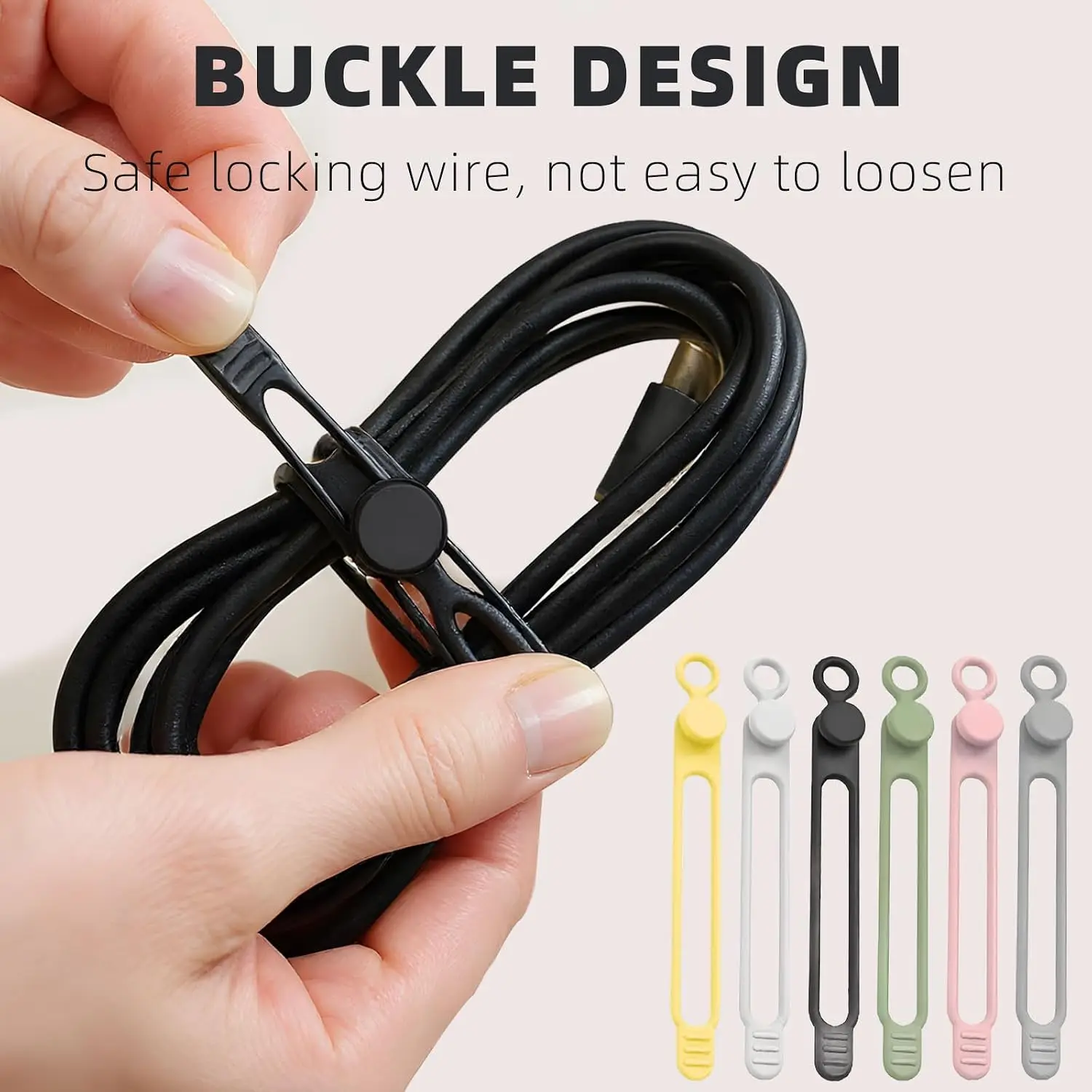 Data cable organizer, elastic silicone cable tie, reusable cable tie, cable organizer for bundling and fastening headphones