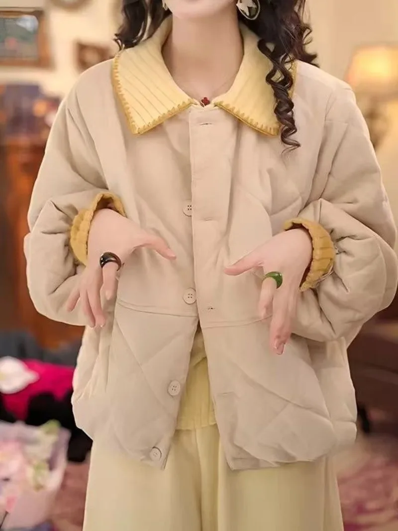 Cotton Clothing Vintage Coat Style Light Core Velvet 2025 Autumn Winter New Style Loose Warm Thick and Versatile for Commuting
