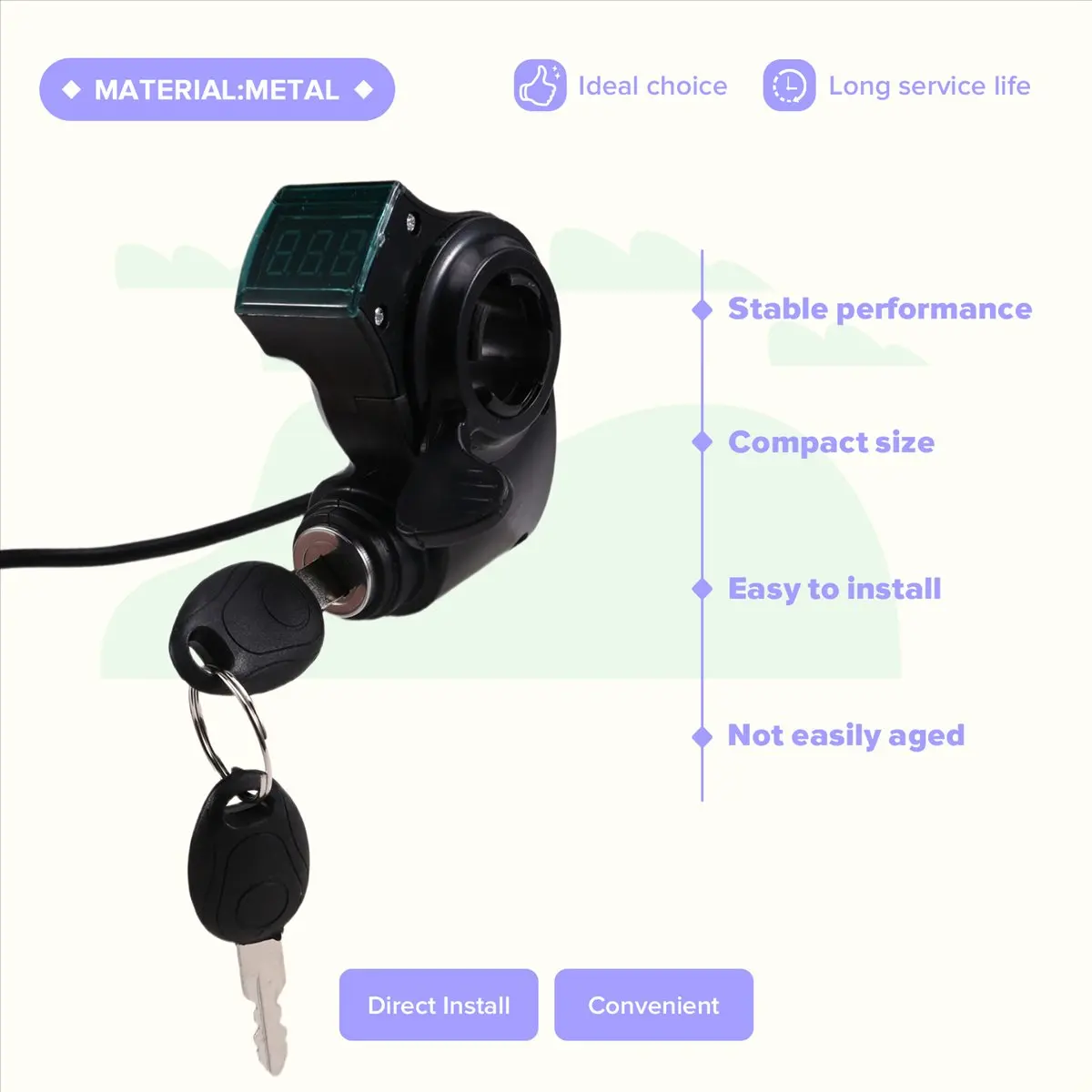 【ELEVATE LIFE】E-Bike/Electric Scooter Thumb Throttle Accelerator 12V/24V/36V/48V/60V/72V/84V/96V with LCD Display Thumb Throttle