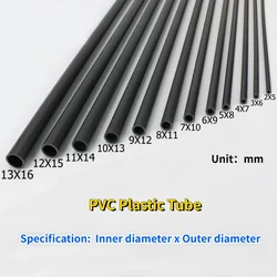 Tubo de plástico de PVC negro de 2 piezas de longitud, 500mm, OD 5 ~ 19mm, tubería de agua dura delgada, tubería de alambre hueco de diámetro pequeño