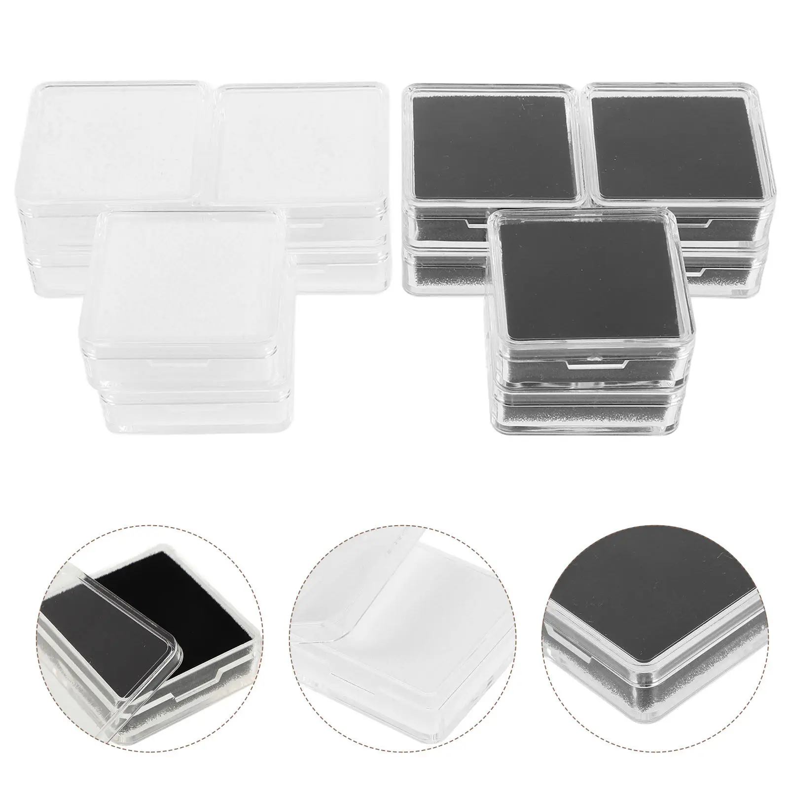 

Набор из 12 прозрачных акриловых коробок для демонстрации ювелирных изделий: демонстрационные витрины для камней, хранение колец, серег, шкатулки для украшений для продажи