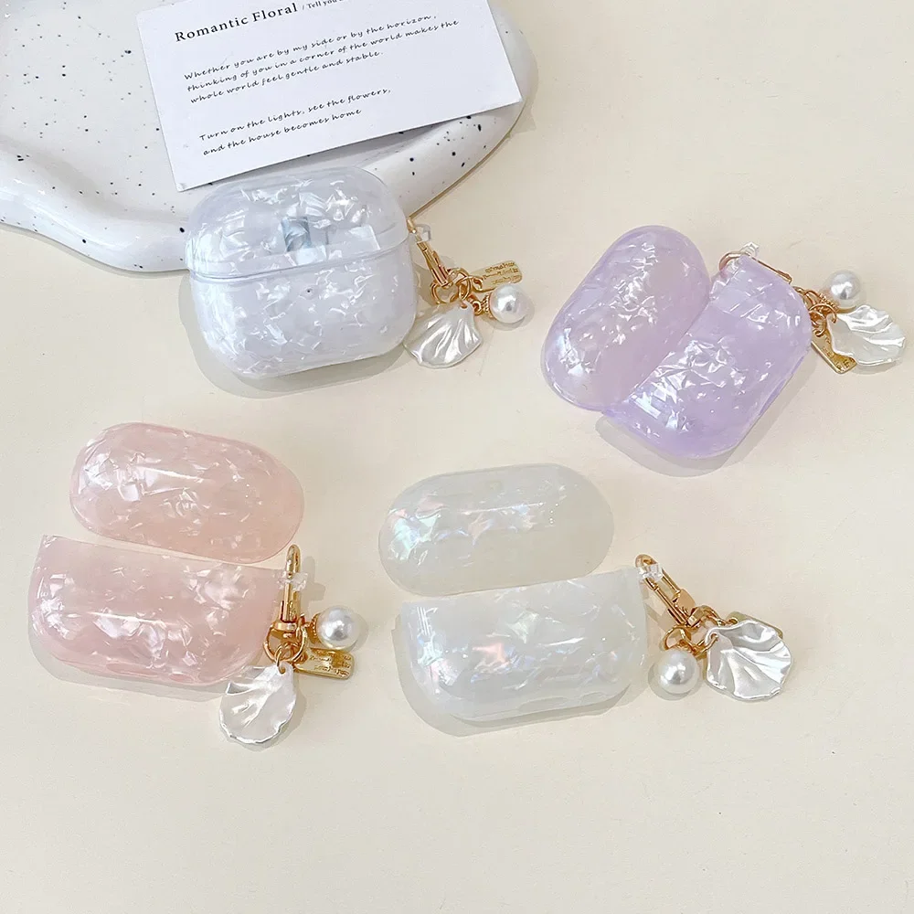 Capa para samsung galaxy buds 3 pro fones de ouvido capa protetora roxo escudo pérola pingente para galaxy buds 2 pro ao vivo capa macia