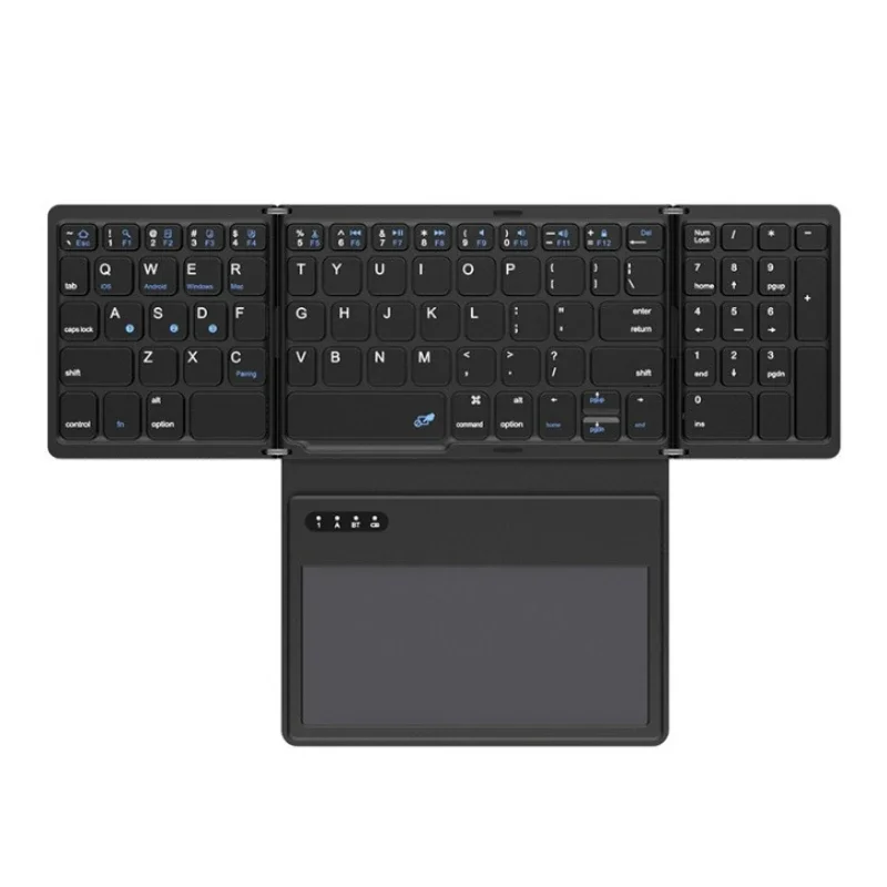 

Leather type wireless bluetooth keyboard with touchpad tablet mobile phone computer three systems external portable