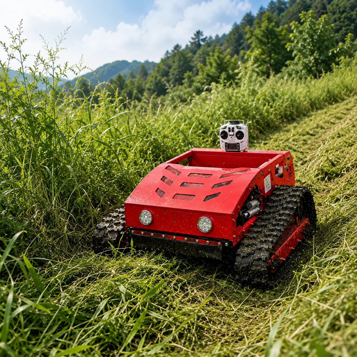

Remote Control Tracked Lawn Mower for Rough Terrain Thick Grass Cutter Customizable for Farm Orchard