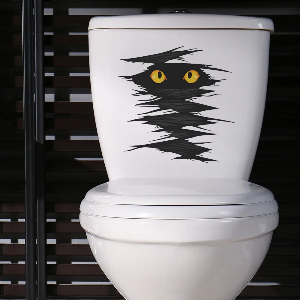 

Creative Crack Eyes Halloween Wall Stickers Bathroom Toilet Decoration Mural Living Room Cabinet Home Decor Self-adhesive Decals