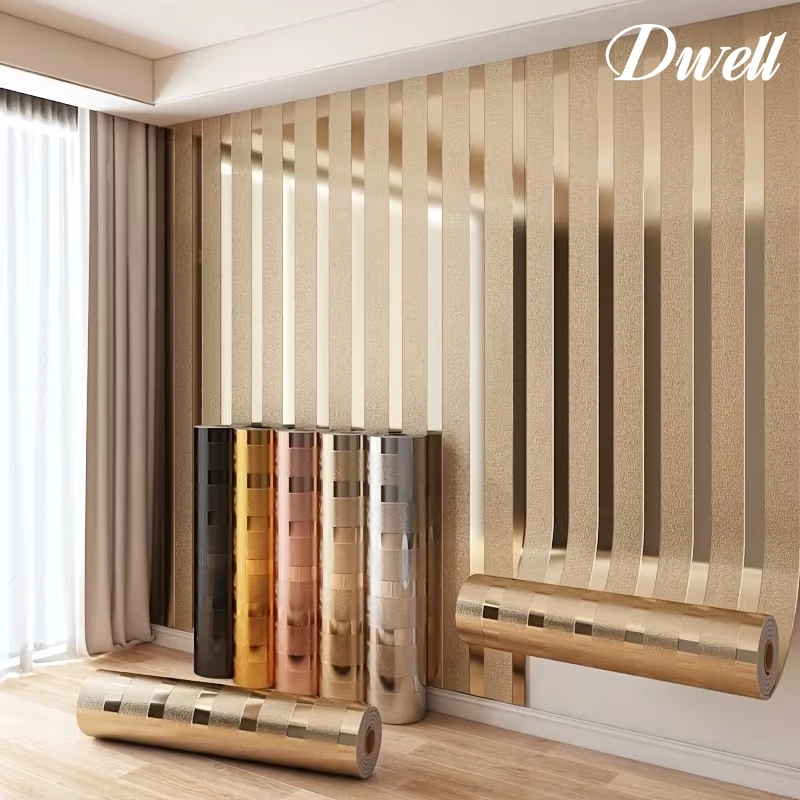 

Modern Style Stripe Self-adhesive Wallpaper Geometric Peel and Stick Wall Panels Pvc Luxury for Living Room Bedroom Removable