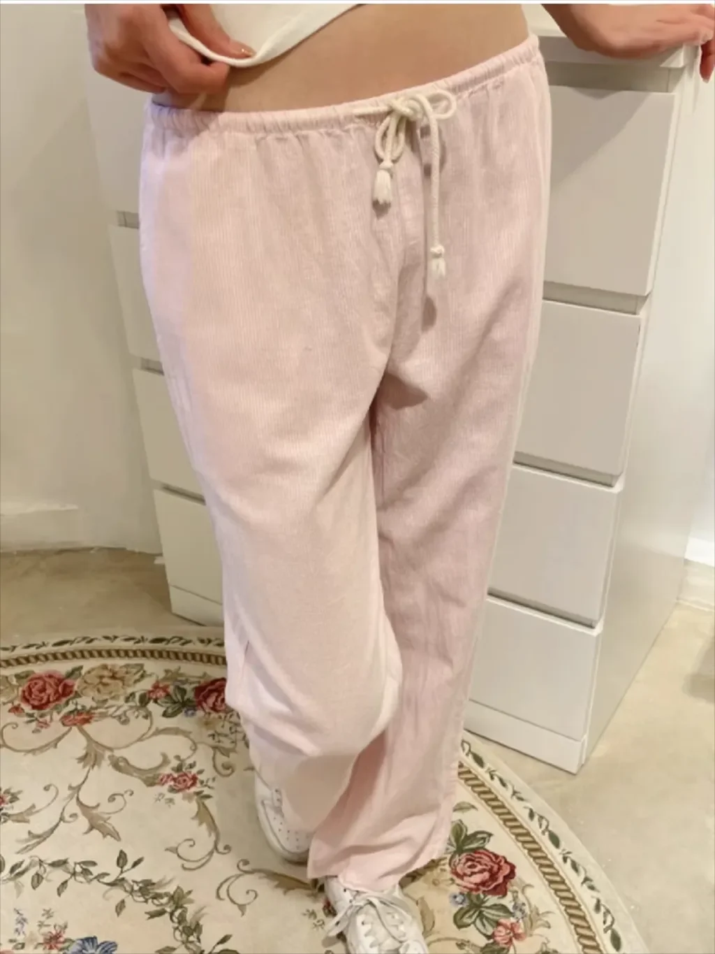 Blue Stripes Drawstring Long Pant Autumn High Waist Casual Loose Trouser Woman Streetwear Preppy Style Sweet Cute Straight Pants