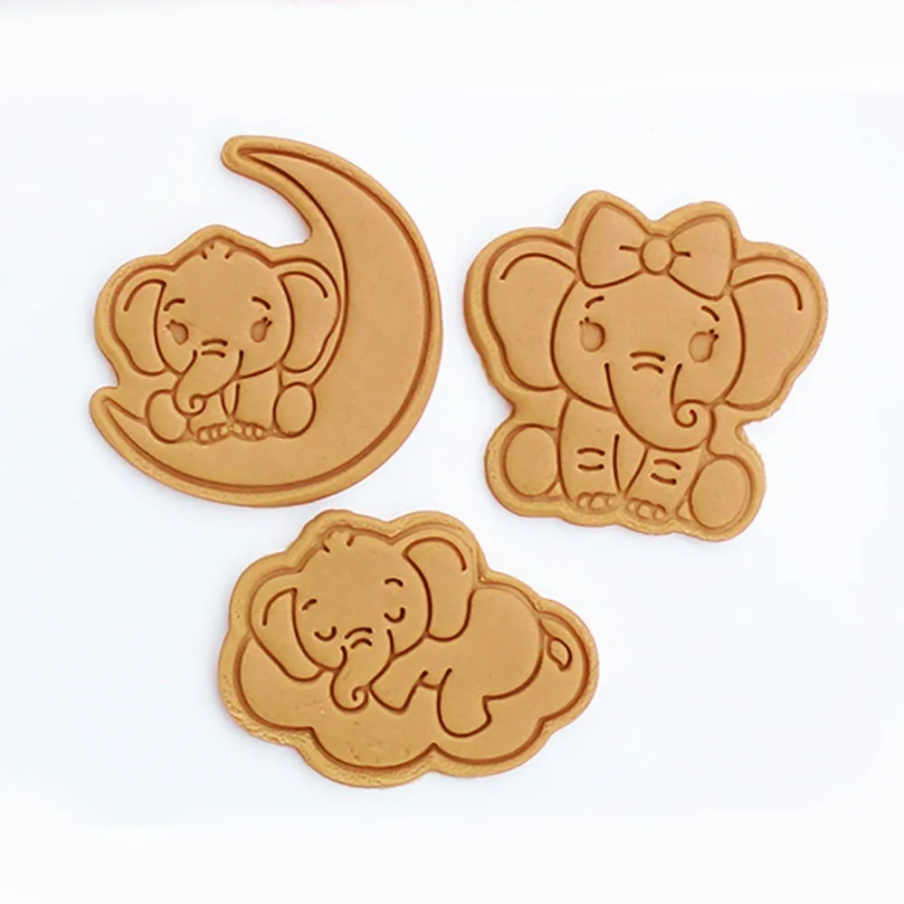 Cartoon Elephant Cookie Cutters Biscuit Mold Stamp Kitchen Baking Pastry Bakeware Dessert Baking Supplies 3