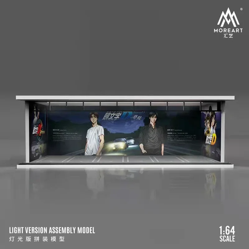 LED Lighting HW 1/64 Car Parking Garage Assembled Scene Diorama Display Gulf Lamborghini Advan Boys Toys Children Birthday Gift