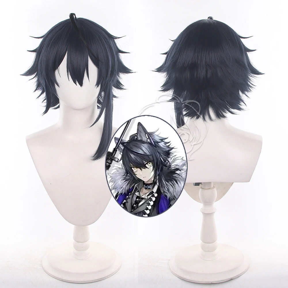 Anime Arknights Vigil Men Cos Wigs Cosplay Costumes Headwear 40cm Long Simulation Scalp Thick Mixed Puffy Long Hair Wigs