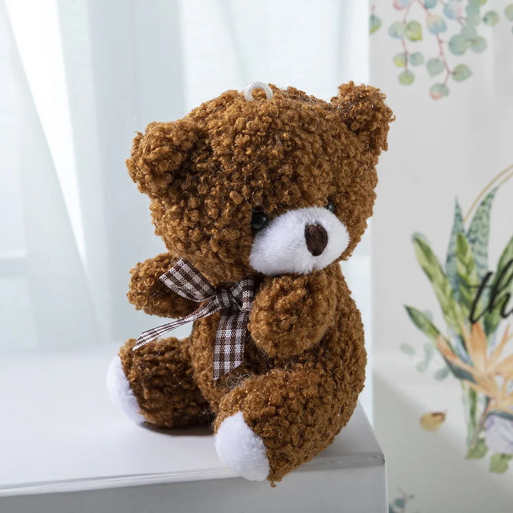 Jouets en peluche ours en peluche pour bébé, robe mignonne, pendentif clé, poupées pendentif, cadeaux d'anniversaire, décor de fête de mariage, 11cm