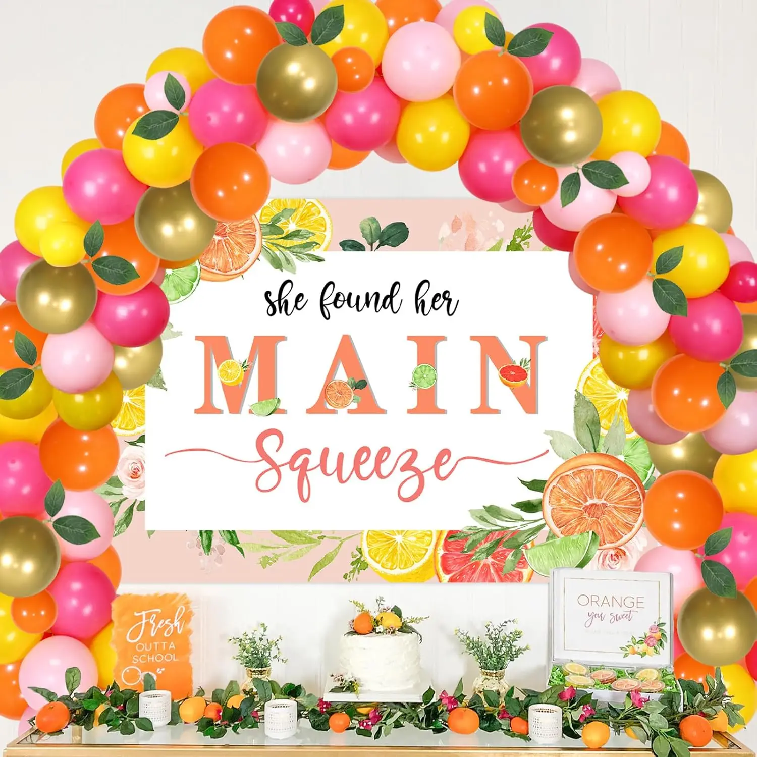 Joymemo Lemon Bridal Shower Decor She Find Her Main Squeeze Bachelorette Party Decor Fruit Garland Arch Engagement Citrus Party