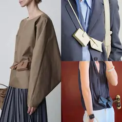 Women's new twin bag cowhide envelope waist bag crossbody bag multi-layer card bag mini coin purse armpit bag retro belt card ba