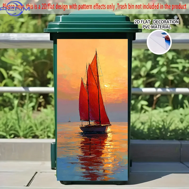 2D Flat Printing 1pc 2D Pattern Printed Kitchen Trash Can Sticker xcm 