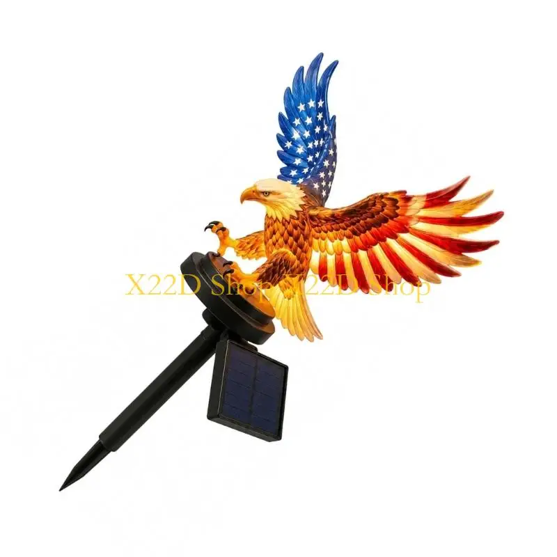 X22D Lawn Display Bird Yard Piece with Solar and Ground Stake, Garden Figure for Pot Use, Porch Styling and Outdoor Placement