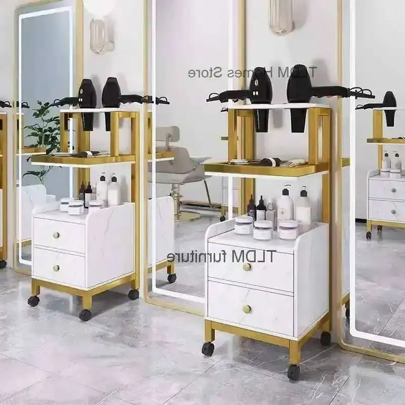 

Luxury Creative Salon Hair Trolley Trolleys Rack Salon Multi-layer Wheels Beauty Salon Tool with Storage Furniture Salon