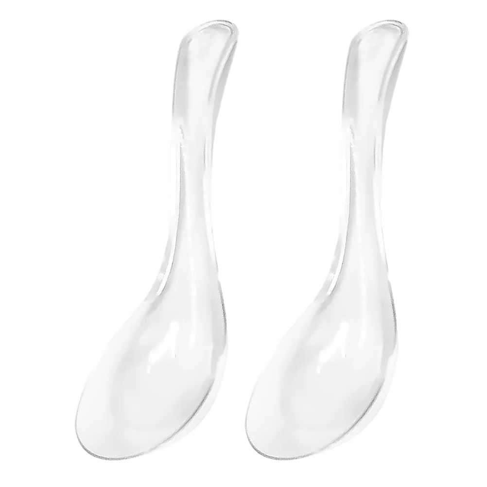 

2 Pcs Glass Spoon Household Soup Spoons Dessert Transparent Kitchen Supply Home Supplies