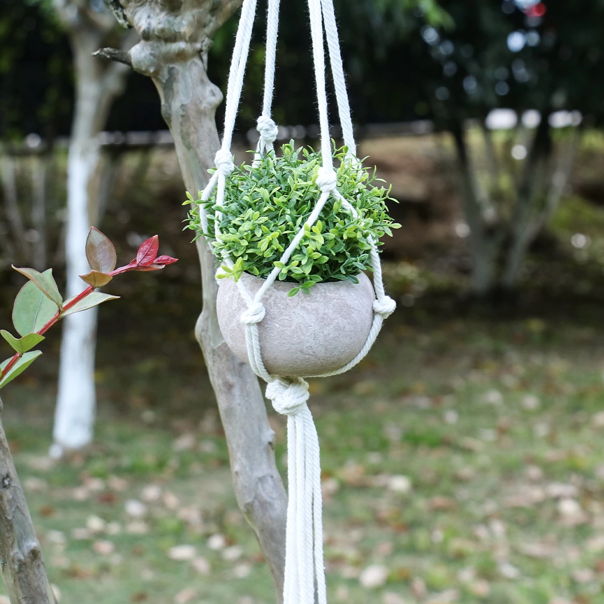 Macrame Handmade Plant Hanger Baskets Flower Pots Holder Balcony Hanging Decoration Knotted Lifting Rope Home Garden Supplies