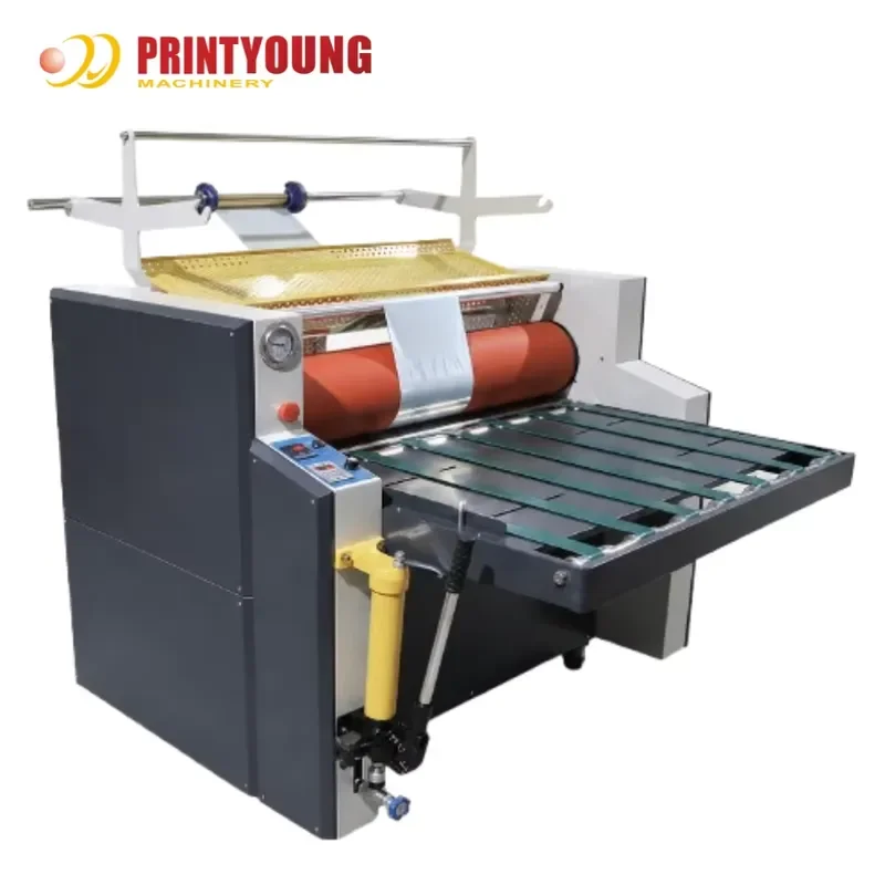 PRY-FM920T Semi-Automatic Oil Heating Hydraulic Cold Foiling Film Laminating Machine with Rewinding