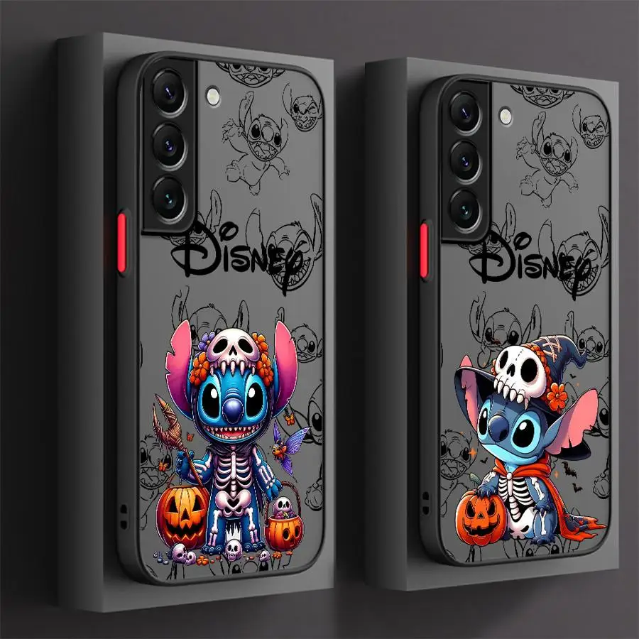 Halloween Disney Stitch Pumpkin Matte Case for Samsung Galaxy S23 S24 Ultra S22 S20 FE S21 Plus S10 S9 Note 20 10 Phone Cover