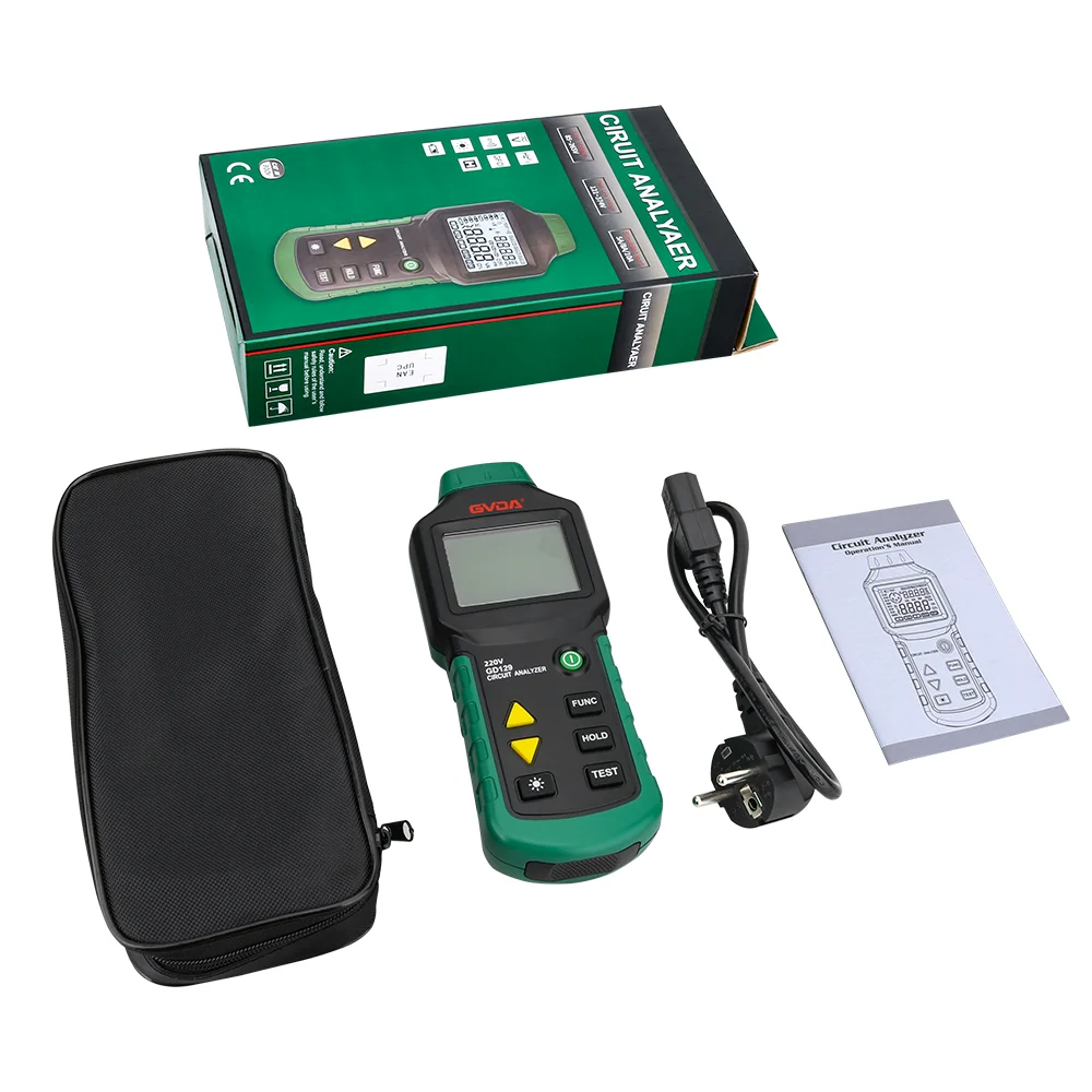 GVDA Digital Circuit Analyzer RCD GFCI Tester Electrical Socket Tester Line Fault Test Device with LCD Short Circuit Finder