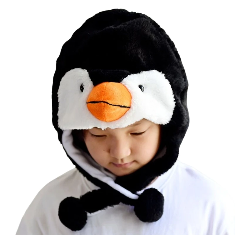 

Penguin Hat Plush Trapper Hat Penguin Earflap Ski Hat Hooded Hat Fleece Earflap Hat Bomber Hat Animal Earflap Beanie