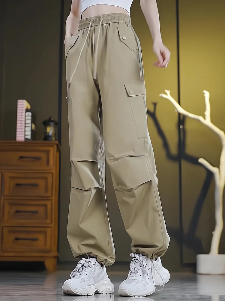 初秋薄手ワークウェアレディースパンツ2025春新作速乾スポーツカジュアルストレートレッグロングパンツ通勤スリーハイウエスト...