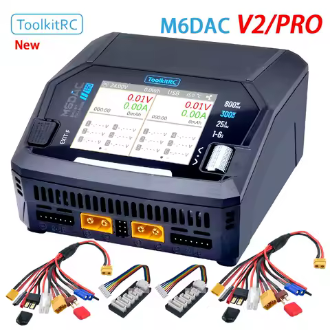 ToolkitRC M6DAC Pro AC300W M6DAC V2 AC 200W Dual Channel Smart Lipo Battery Charger Discharger DC 400WX2 16AX2 for 1-6S LiHV
