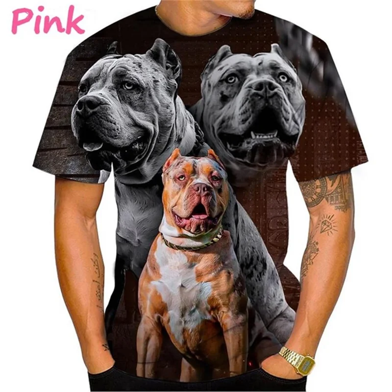 

3D Printed Pet Bulldog Animal Pattern T-Shirt For Men Fashion Funny American Bully Dog Tee Tops Mens Casual Oversized Tshirts