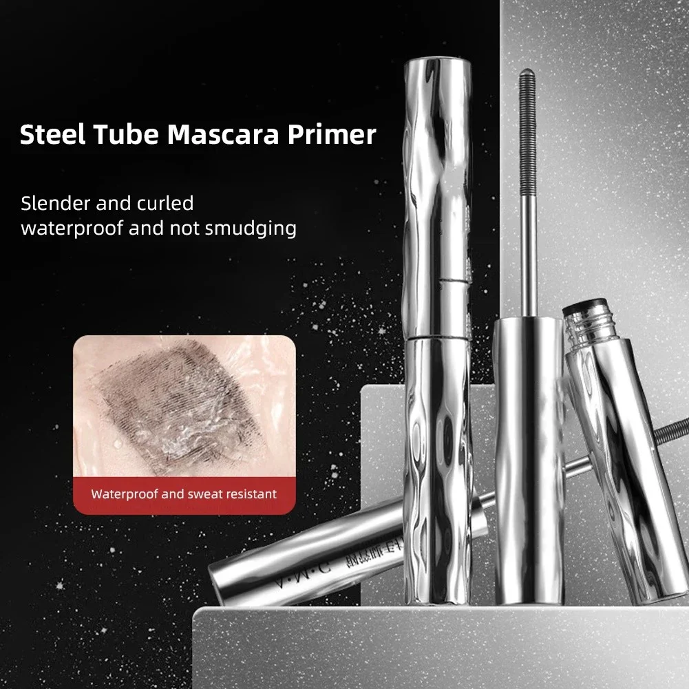 Wasserdichte Metallic-Tube-Mascara, schwarze Seidenfaser, lange Locken, nicht verklumpende Wimpernverlängerung, Spiralmake-up für die Augen