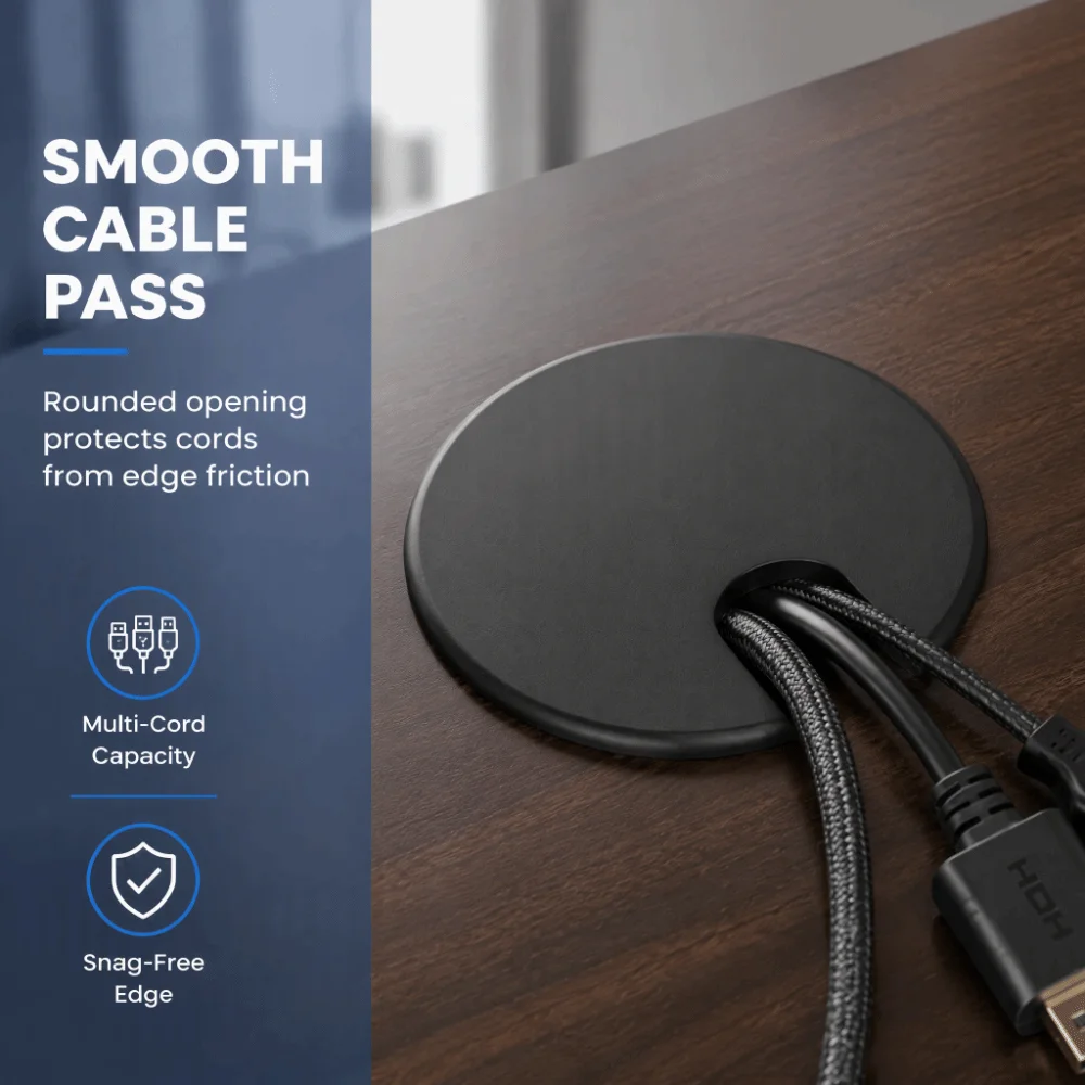 2pcs Durable Zinc Alloy Desk Grommet Round 35mm Opening Cable Hole Cover Desk Cord Gromme Computer Desk