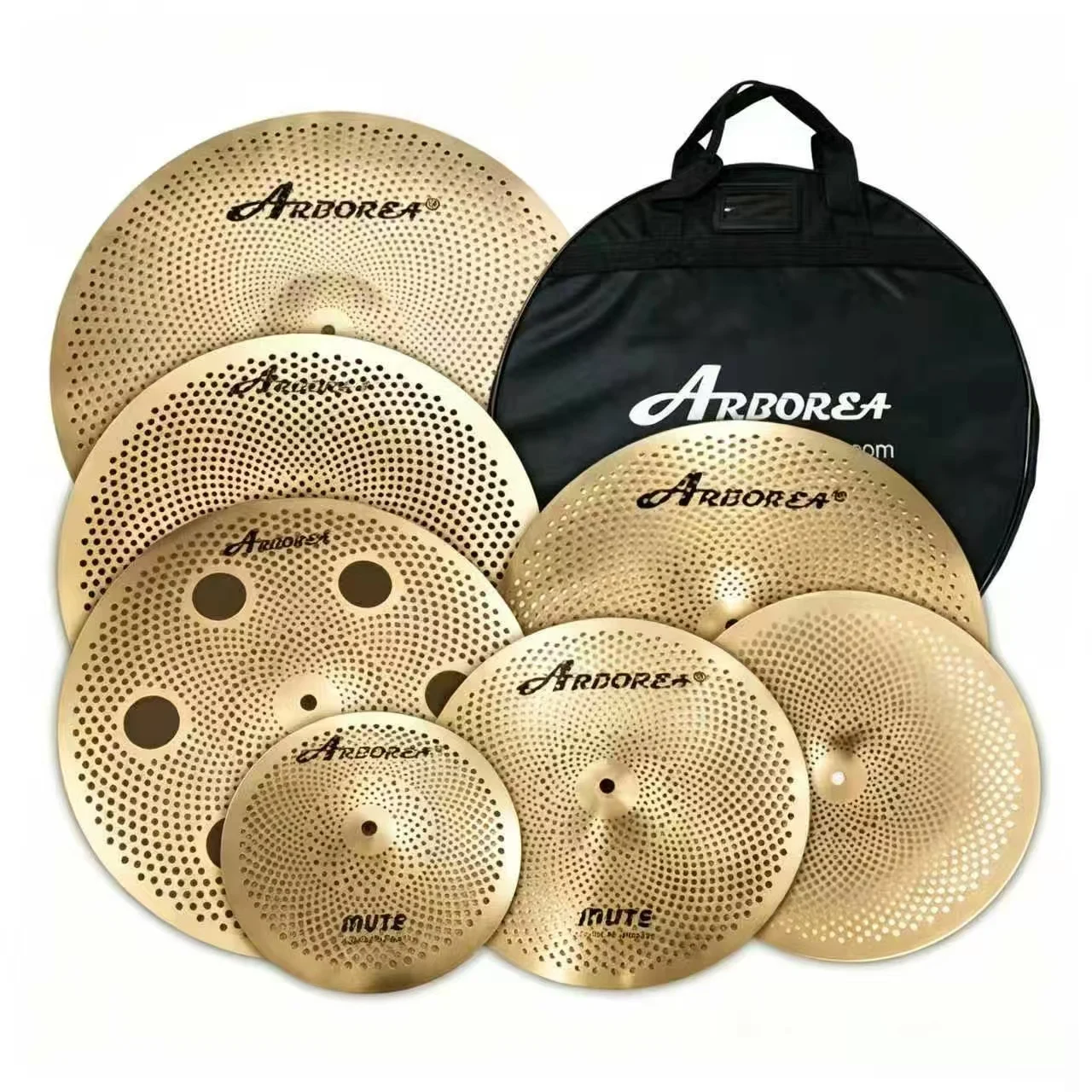 Arborea Mute Cymbal Pack Silent Cymbal Golden 5 or 7 PCS Low Volume Cymbals for Drummer Daily Practice