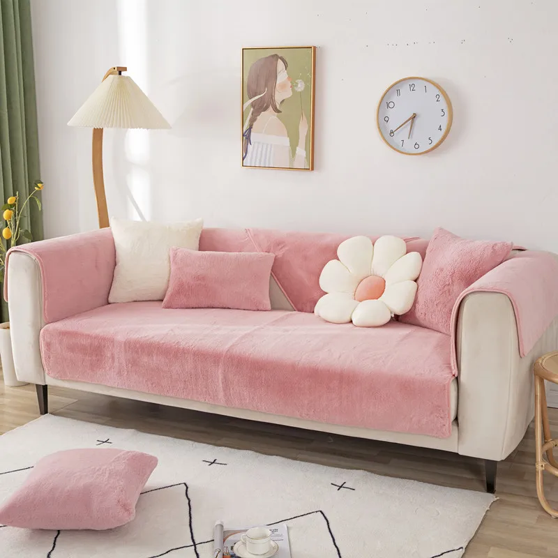 Protector Couch Cover for Sofa for Winter Fur-covered Sofa Cushion Pet Friendly Anti-slip Sofa Covers for Living Room