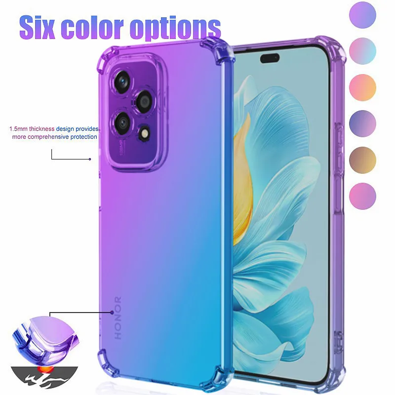 Four-corners Shockproof Gradient TPU Case for Honor 200 Lite 90 Smart 70 Transparent Protective Cover Fundas Coque Capa Shell