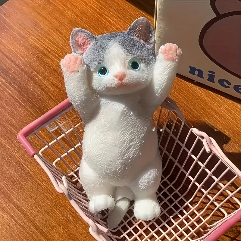 リフトアーム猫スクイーズおもちゃ - 手作り DIY 絵画猫 - TPR ウルトラソフトタッチ - 動物シリーズの新しいお気に入り、クリのための完璧なギフト