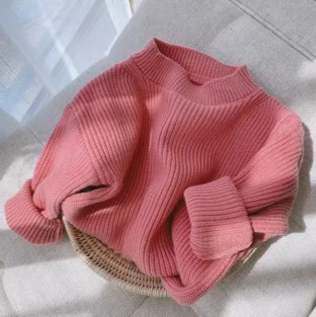 Sweet Treat Knits for Girls: Candy-Toned Chunky Sweater & Solid Color Base Layer Top | Cozy Winter & Autumn Kids' Fashion