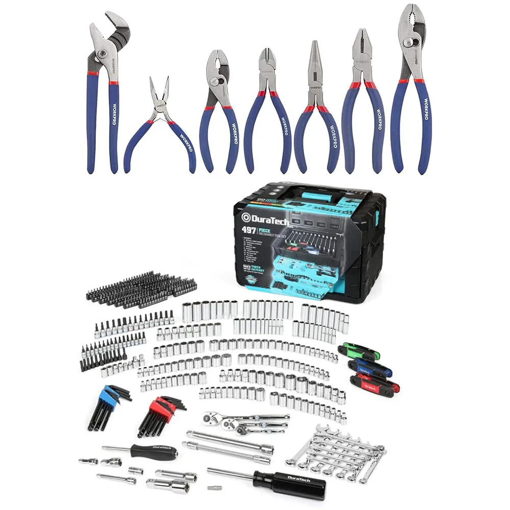 

497-Piece Mechanics Tool Set Wrench Sockets& WORKPRO 7-PIECE Pliers Set