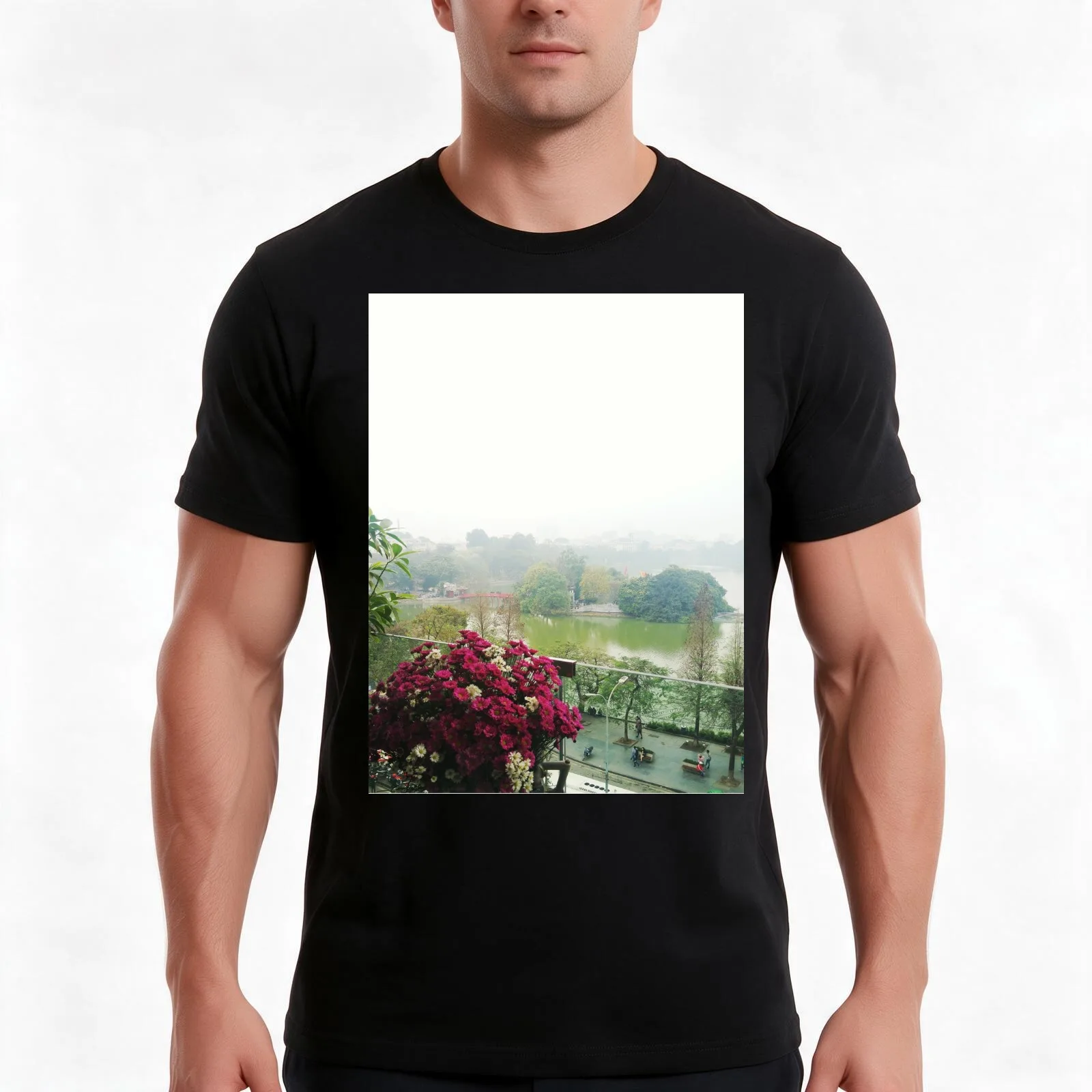 Hanoi in bloom T-Shirt, Summer Casual Cotton Tee, Oversized Streetwear Tops, Vintage Graphic Print, Loose Fit Short Sleeve