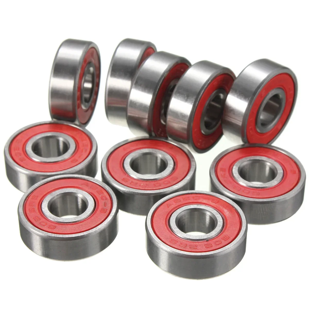 10x ABEC-9 608 2RS 8x22x7mm Inline Roller Skate Wheel Bearing Anti-rust Skateboard Wheel Bearing shaft Red Sealed