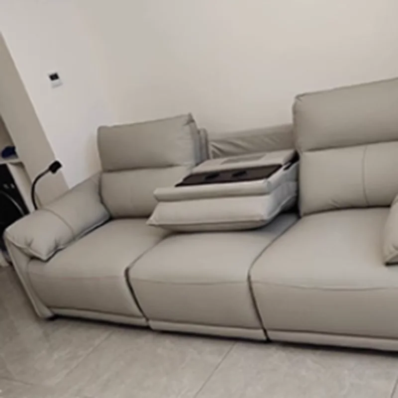 أرائك غرفة المعيشة المصممة الحقيقية باللون الأبيض الحد الأدنى الحديثة صالة أريكة استرخاء جلدية فاخرة لينة الأريكة أثاث Wohnzimmer للمنزل #3