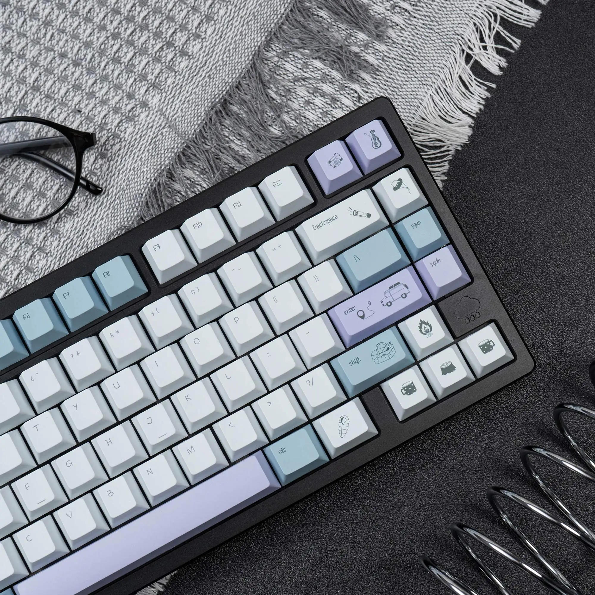 

Оригинальные колпачки для клавиш из ПБТ на тему кемпинга, вишневый профиль, сублимационная крышка для клавиш MX 64/87/96/104, механическая клавиатура