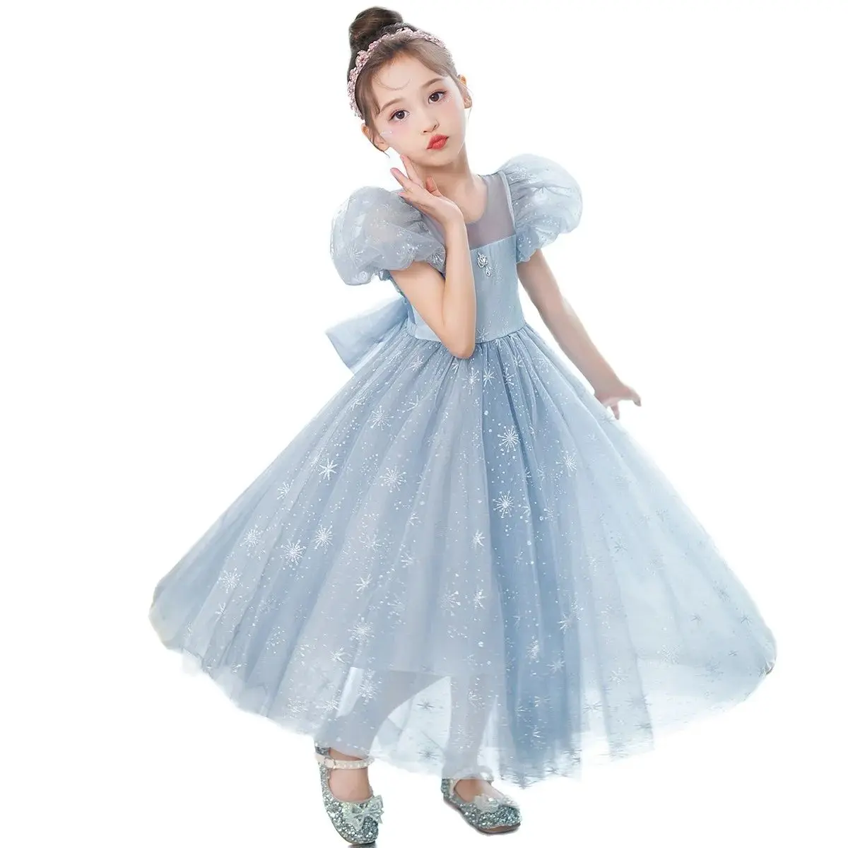 Cartoon Snow Character Cosplay deluxe  sequins Dress Costume Halloween Girl Carnival Party