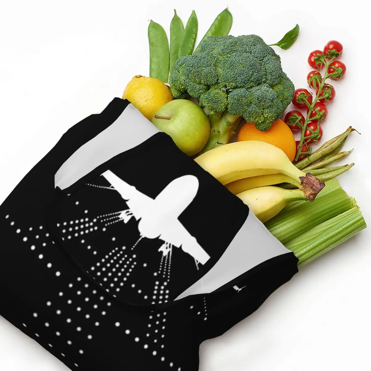 Airplane Aviation Pilot Grocery Tote Shopping Bags Women Plane Aviator Gift Canvas Shopper Shoulder Bag Big Capacity Handbag